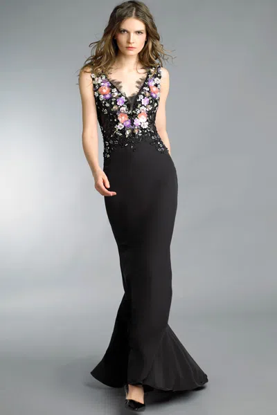Basix Black Label Floral Sleeveless Mermaid Gown