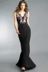 Basix Black Label Floral Sleeveless Mermaid Gown In Black