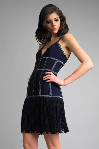 Basix Black Label Fringed Art Deco Cocktail Dress