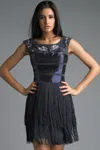 Basix Black Label Fringed Art Deco Dress
