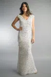 Basix Black Label Fringed Multi Color Evening Gown