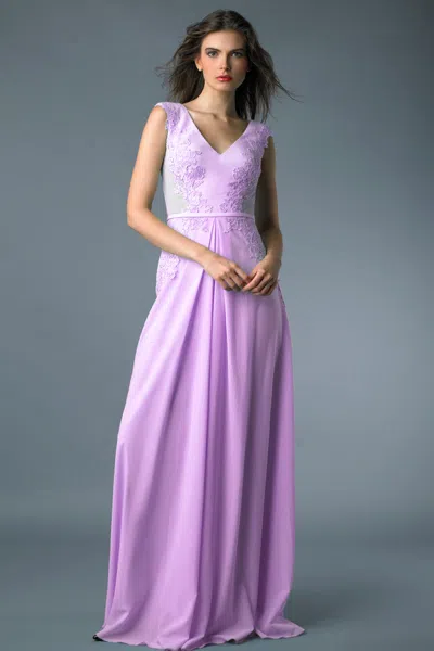 Basix Black Label Front Pleated Evening Dress In Purple