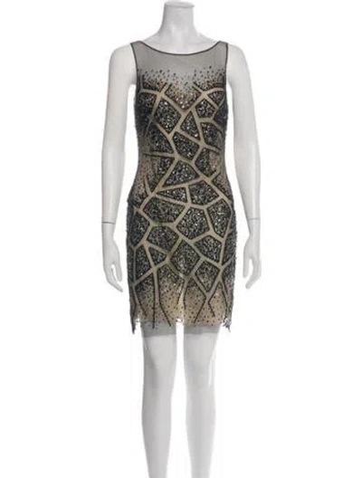 Pre-owned Basix Black Label Graphic Print Mini Dress In Multicolor
