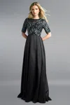 Basix Black Label Half Sleeve Evening Dress In Black