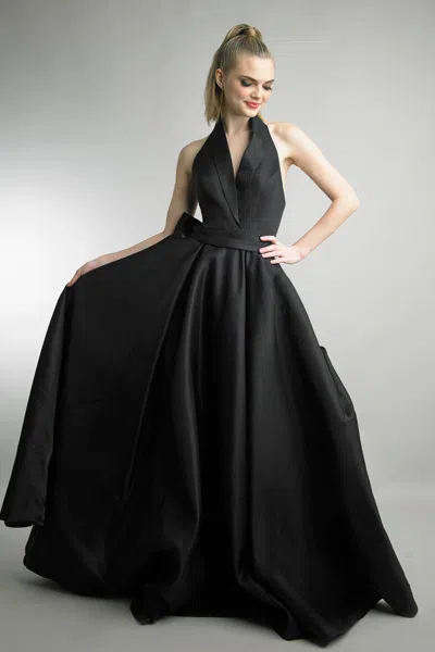 Basix Black Label Halter Ballgown In Black