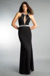 Basix Black Label Halter Top Gown With Crystal Beading In Black
