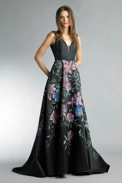 Basix Black Label Hand Painted Floral Dress In Multi