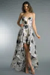 Basix Black Label Ho Lo Evening Gown In Gray