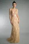 Basix Black Label Illusion Burnout Feathered Sleeveless Gown
