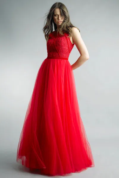 Basix Black Label Lace A-line Gown In Red