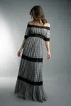 Basix Black Label Lace Off-shoulder Gown In Multi