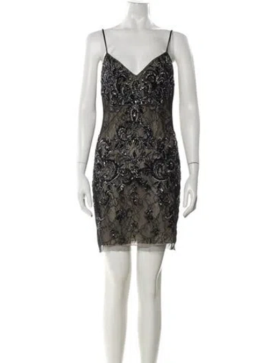 Pre-owned Basix Black Label Lace Pattern Mini Dress In Multi