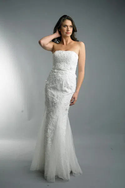 Basix Black Label Lace Strapless Gown In White