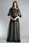 Basix Black Label Lace Tulle And Sequin Evening Dress