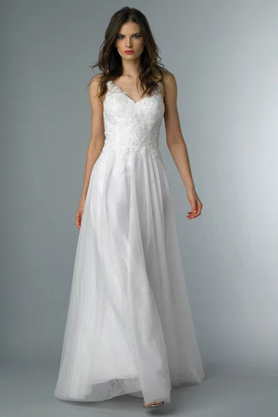 Basix Black Label Lace V-neck Gown In White