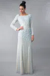 Basix Black Label Blue Laser Cut Floral Gown