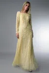 Basix Black Label Laser Cut Floral Gown In Yellow
