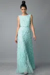 Basix Black Label Sleeveless Evening Gown With Laser Cut Floral Fabric In Pink