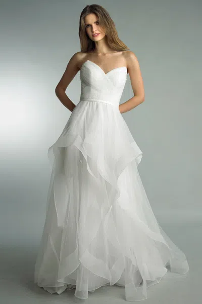 Basix Black Label Leopard Print Strapless Tulle Ballgown In White