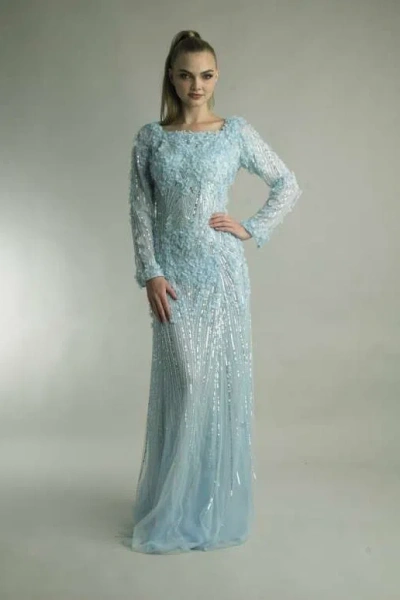 Basix Black Label Long Sleeve 3d Gown In Black