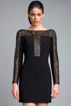 Basix Black Label Long Sleeve Beaded Cocktail Dress In Black