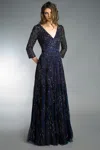 Basix Black Label Long Sleeve Beaded Gown