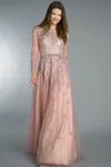 Basix Black Label Long Sleeve Beaded Gown
