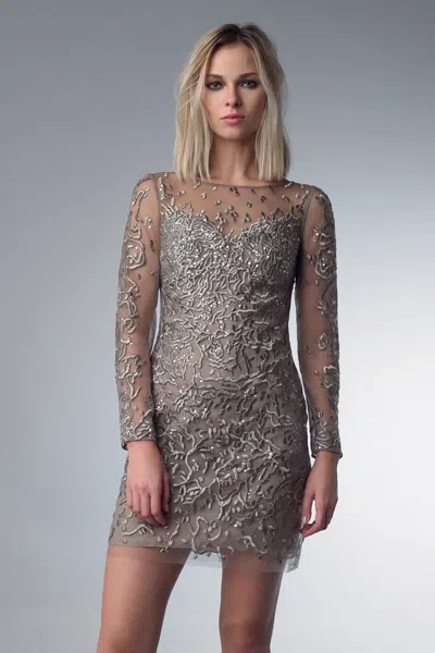 Basix Black Label Long Sleeve Cocktail Dress In Brown