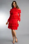 Basix Black Label Long Sleeve Cocktail Dress In Red