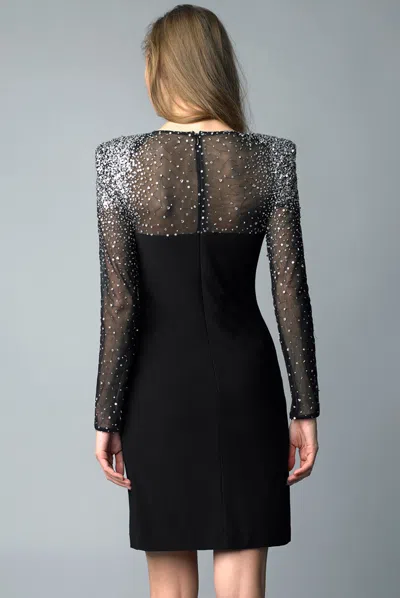Basix Black Label Long Sleeve Cocktail Dress With Sequins In Black