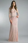 Basix Black Label Long Sleeve Embellished Evening Gown