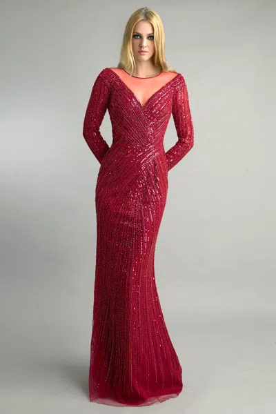 Basix Black Label Long Sleeve Evening Dress