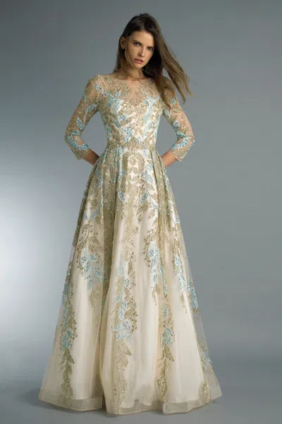 Basix Black Label Long Sleeve Evening Dress