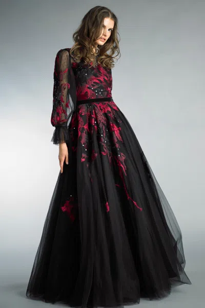 Basix Black Label Long Sleeve Evening Gown