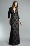 Basix Black Label Long Sleeve Evening Gown In Black