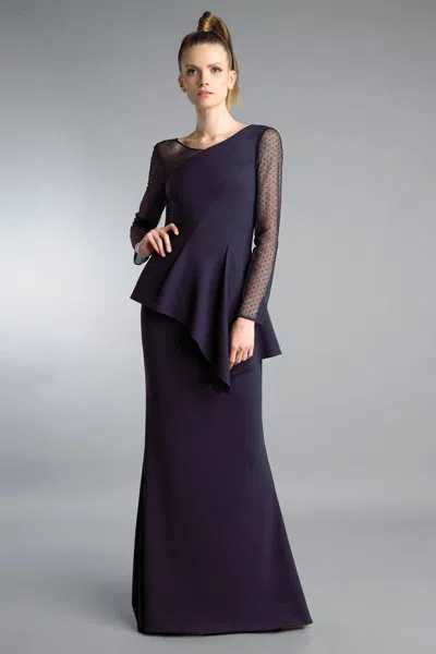 Basix Black Label Long Sleeve Evening Gown In Blue