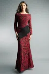 Basix Black Label Long Sleeve Evening Gown In Red