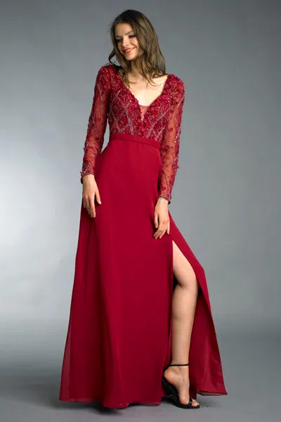 Basix Black Label Long Sleeve Evening Gown With Sequin