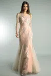 Basix Black Label Long Sleeve Formal Gown In Pink