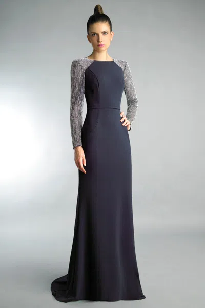 Basix Black Label Long Sleeve Gown In Black