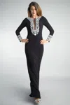 Basix Black Label Long Sleeve Matte Jersey Gown In Black