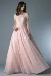 Basix Black Label Long Sleeve Off Shoulder Evening Gown In Pink