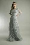 Basix Black Label Long Sleeve Sequin Beaded Gown In Black