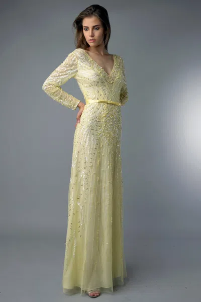 Basix Black Label Long Sleeve Sequin Dress In Yellow