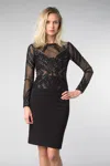 Basix Black Label Long Sleeve Sequined Cocktail Dress In Black