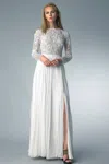 Basix Black Label Long Sleeve Sequined Dress In Raw Silk