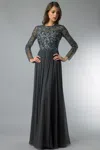 Basix Black Label Long Sleeve Sequined Dress In Raw Silk