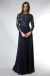 Basix Black Label Long Sleeve Sequined Dress In Raw Silk