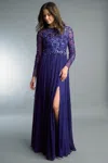 Basix Black Label Long Sleeve Sequined Dress In Raw Silk