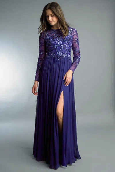 Basix Black Label Long Sleeve Sequined Dress In Raw Silk